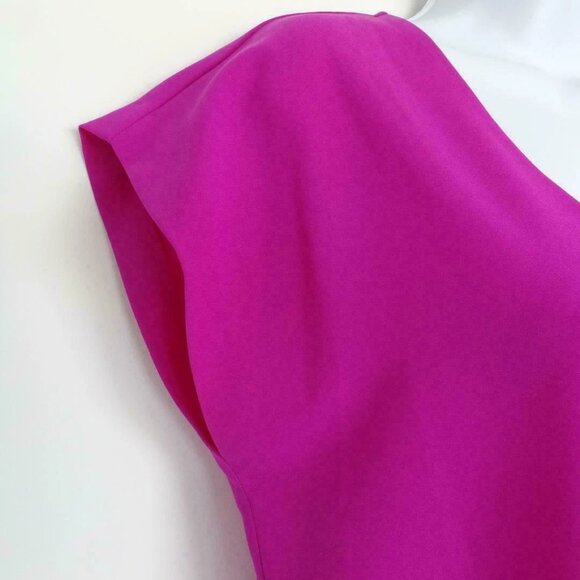 New DIANE VON FURSTENBERG Roseberry Pink Acedia Crepe Scoop Neck Top Shirt Small - Picture 4 of 7